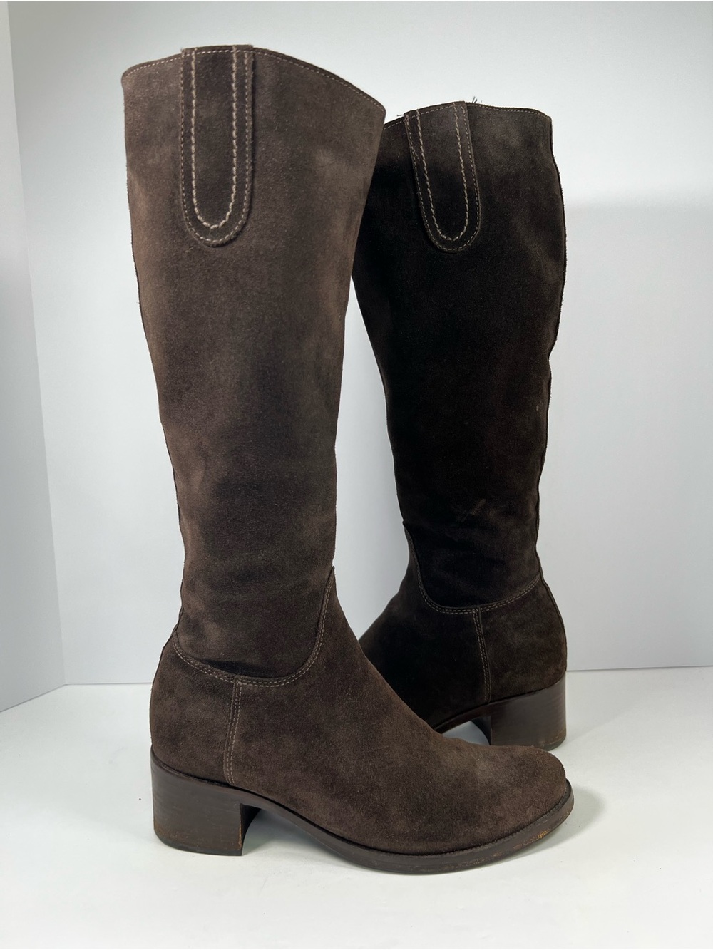 La Canadienne Polly Boots Women's 7.5 Brown Suede Knee High Waterproof Block